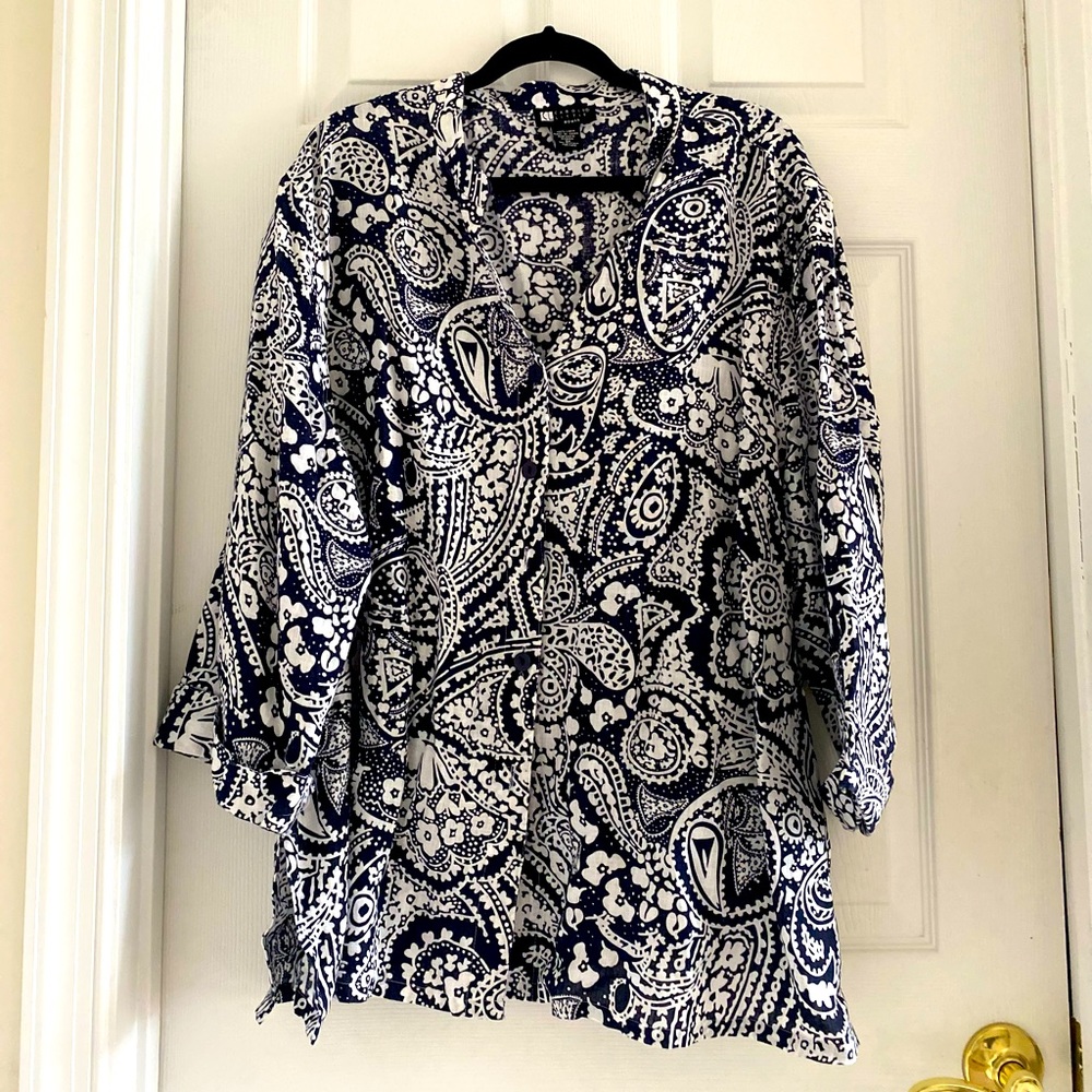 Carole Little woman linen blouse 100% linen 3X